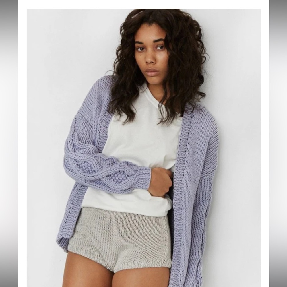 Knotty Ones Lilac Cardigan. 100% cotton